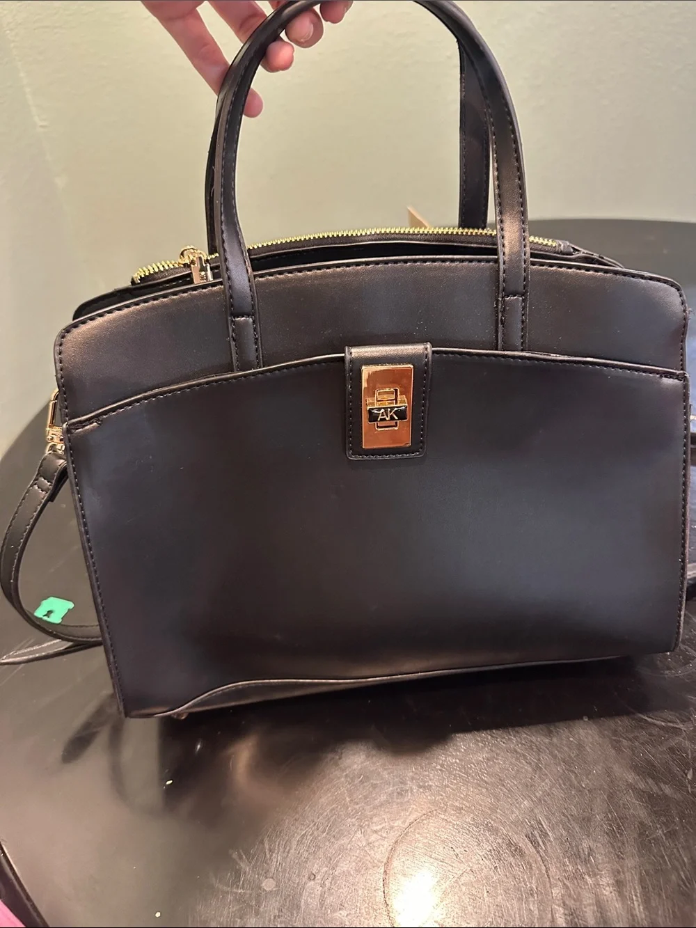 Black Leather Top-Handle Men’s Bag